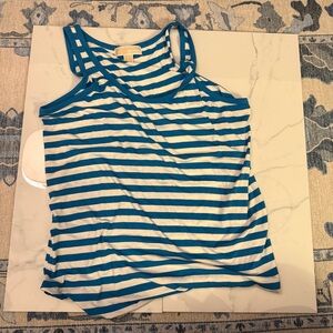 Michael Kors Blue and White Striped Tank Top